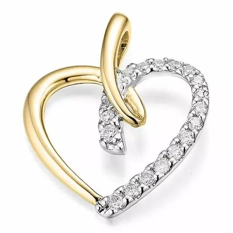 hjerte diamant anheng i 14 karat gull og hvitt gull 0,195 ct