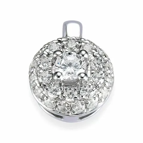 rundt diamant anheng i 14 karat hvitt gull 0,272 ct