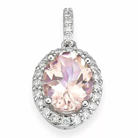 ovalt morganit anheng i 14 karat hvitt gull 0,165 ct 1,28 ct