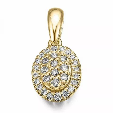 Ovalt diamantanheng i 14 karat gull 0,18 ct