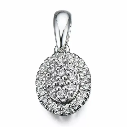 ovalt diamantanheng i 14 karat hvitt gull 0,18 ct