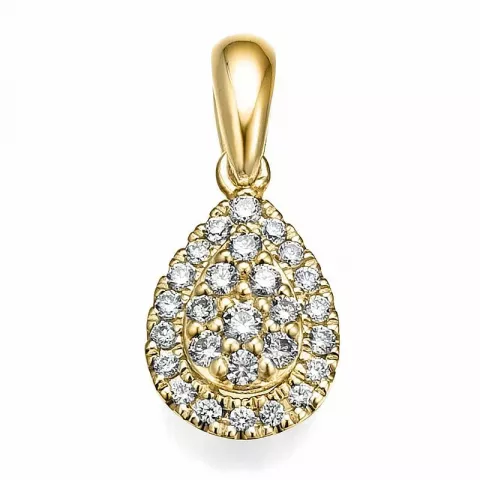 Dråpeformet diamantanheng i 14 karat gull 0,18 ct