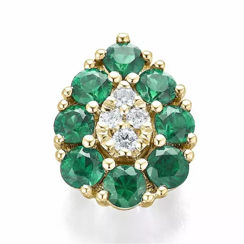 dråpeformet smaragd diamantanheng i 14 karat gull 0,83 ct 0,06 ct