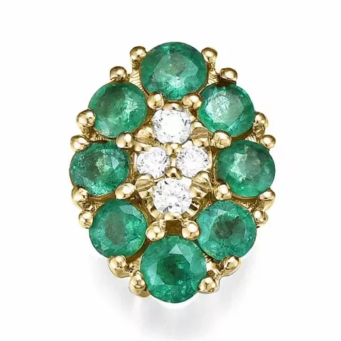 ovalt smaragd diamantanheng i 14 karat gull 0,76 ct 0,06 ct