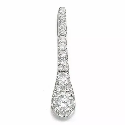 langt diamant anheng i 14 karat hvitt gull 0,26 ct 0,156 ct