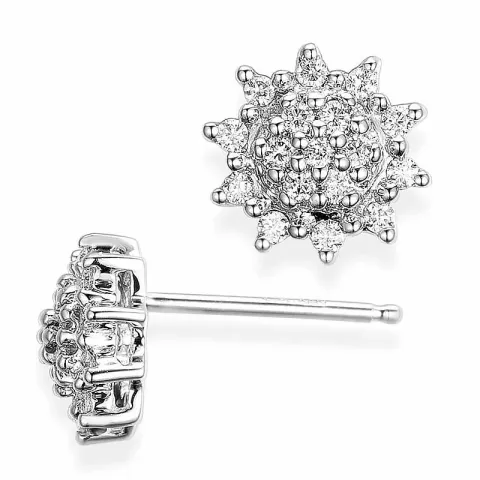 stjerne diamant ørestikker i 14 karat hvitt gull med diamant 