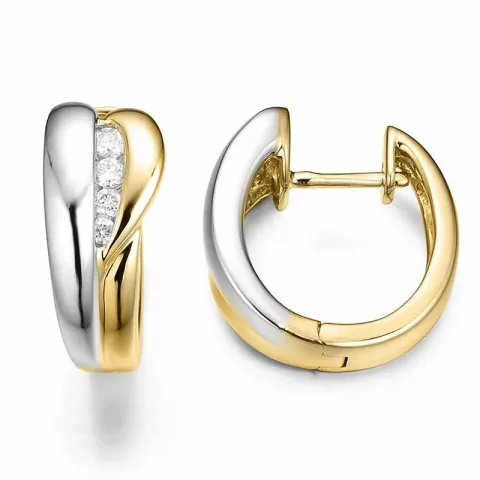 16 mm diamant creol i 14 karat gull og hvitt gull med diamant