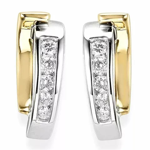 diamant ørestikker i 14 karat gull og hvitt gull med diamant 