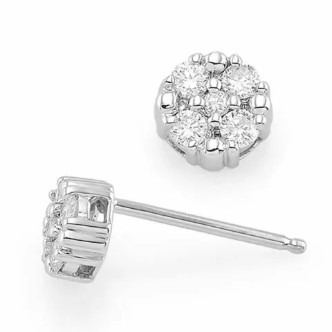 Ekte diamantøredobb i 14 karat hvitt gull med diamanter