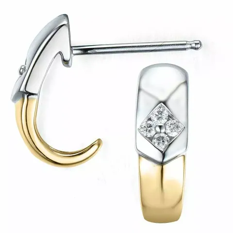 Trendy diamant halvcreol i 14 karat gull og hvitt gull med diamanter 