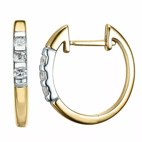 16 mm diamant creol i 14 karat gull og hvitt gull med diamant