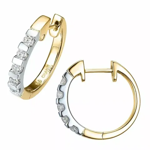 16 mm diamant creol i 14 karat gull og hvitt gull med diamant