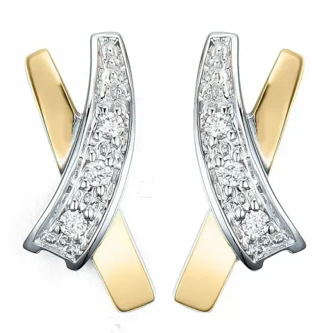 diamant ørestikker i 14 karat gull og hvitt gull med diamant