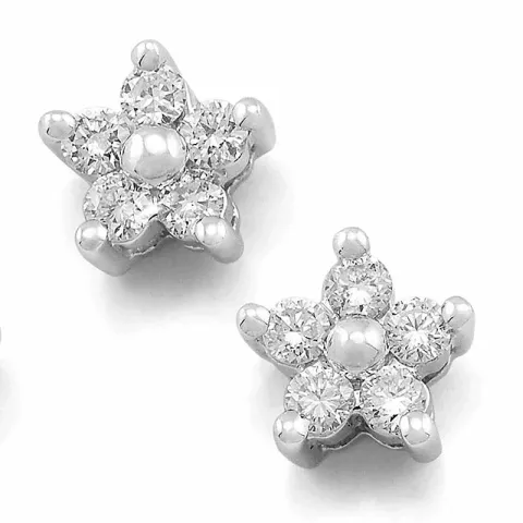 blomst diamant ørestikker i 14 karat hvitt gull med diamant