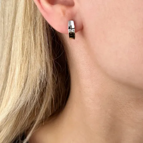 hvite diamant halvcreol i 14 karat gull og hvitt gull med diamant