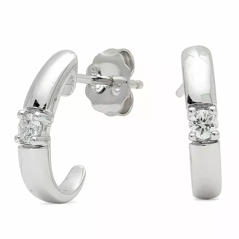 Hvite diamant halvcreol i 14 karat hvitt gull med diamanter