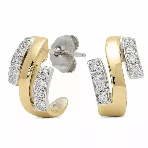 Ekte diamant halvcreol i 14 karat gull og hvitt gull med diamanter