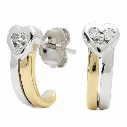 hjerte diamant halvcreol i 14 karat gull og hvitt gull med diamant 