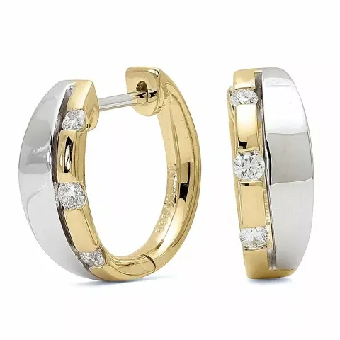 13 mm creol i 14 karat gull og hvitt gull med diamant