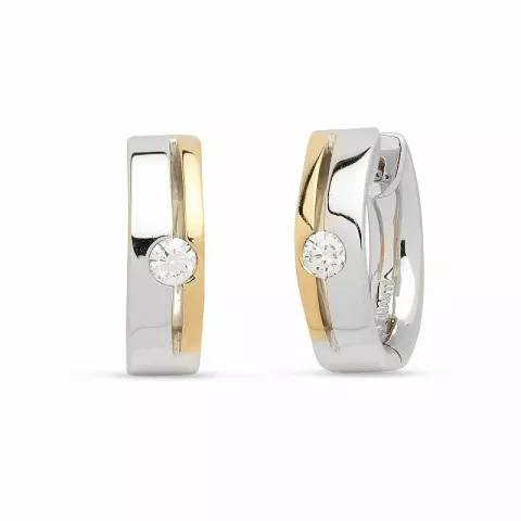 14 mm diamant creol i 14 karat gull og hvitt gull med diamanter 