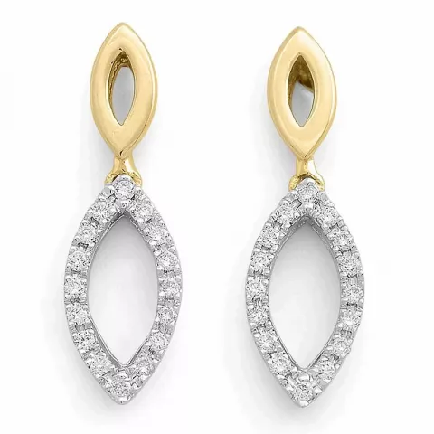 ovale diamantøredobb i 14 karat gull og hvitt gull med diamant 