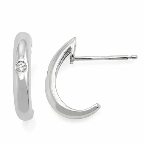 15 mm diamant halvcreol i 14 karat hvitt gull med diamanter