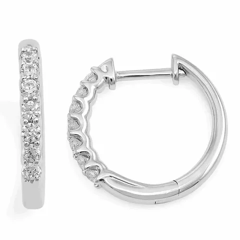 16 mm diamant creol i 14 karat hvitt gull med diamanter