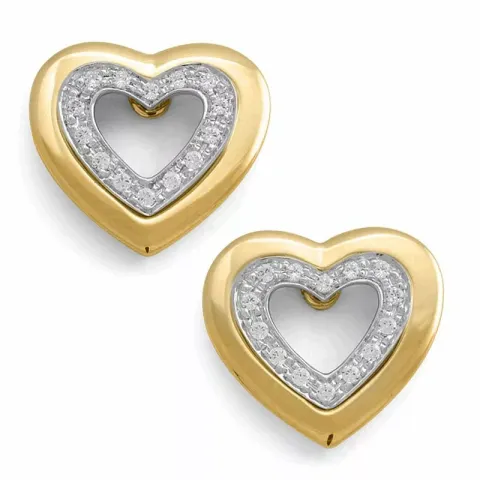 Hjerte diamant ørestikker i 14 karat gull og hvitt gull med diamanter 