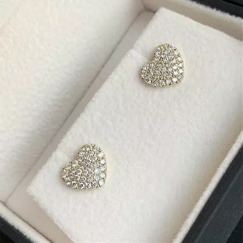 Hjerte diamantøredobb i 14 karat gull med diamanter 