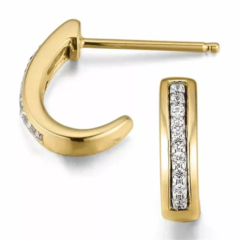 12 mm hvite diamant halvcreol i 14 karat gull med diamanter