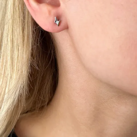 Diamant øredobber i 14 karat gull og hvitt gull med diamanter