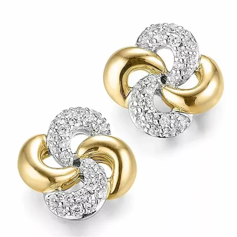 diamant ørestikker i 14 karat gull og hvitt gull med diamant