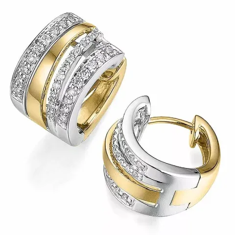 14 mm diamant creol i 14 karat gull og hvitt gull med diamant