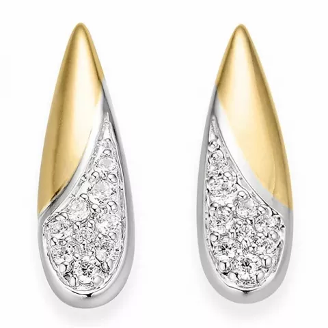 Dråpe diamant øredobber i 14 karat gull og hvitt gull med diamanter 