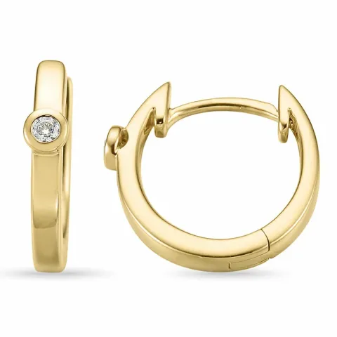 12 mm diamant gull creol i 14 karat gull med diamanter