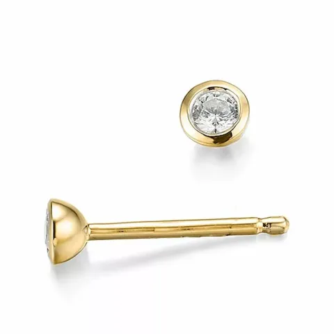 runde diamant solitaireørepynt i 14 karat gull med diamant