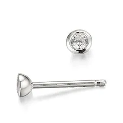 2 x 0,05 ct solitaireørepynt i 14 karat hvitt gull med diamant