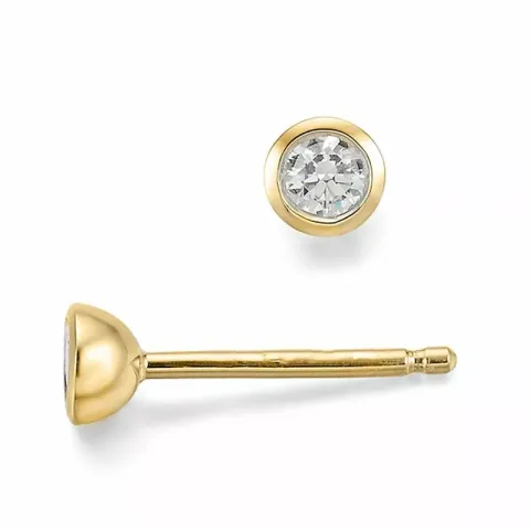 runde diamant solitaireørepynt i 14 karat gull med diamant