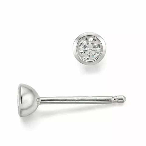 runde diamant solitaireørepynt i 14 karat hvitt gull med diamant