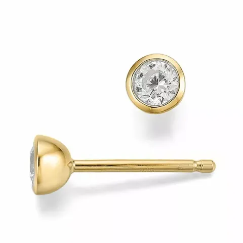 runde diamant solitaireørepynt i 14 karat gull med diamant