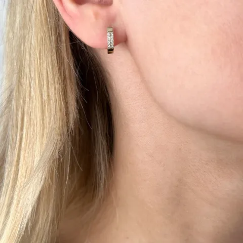 12 mm diamant creol i 14 karat gull med diamant