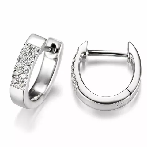 12 mm diamant creol i 14 karat hvitt gull med diamanter