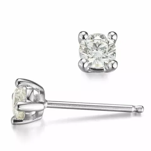 diamant solitaireørepynt i 14 karat hvitt gull med diamant