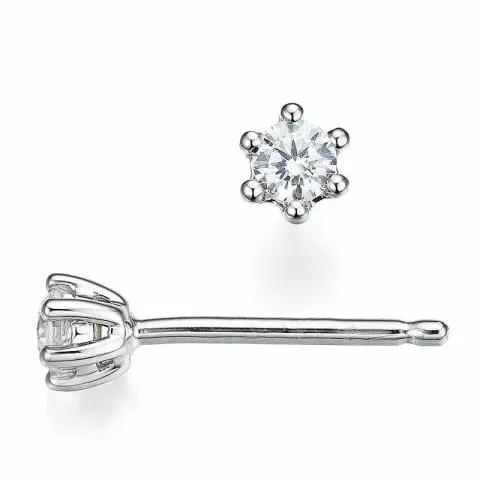 2 x 0,11 ct diamant solitaireørepynt i 14 karat hvitt gull med diamant