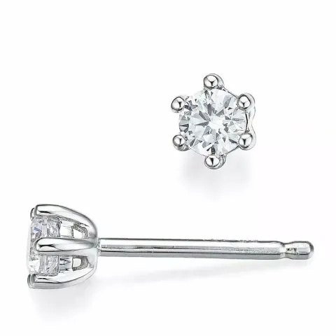 2 x 0,16 ct diamant solitaireørepynt i 14 karat hvitt gull med diamant