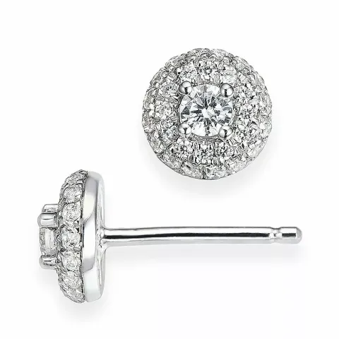 runde diamant ørestikker i 14 karat hvitt gull med diamant og diamant