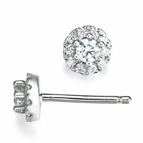 runde diamant ørestikker i 14 karat hvitt gull med diamant og diamant