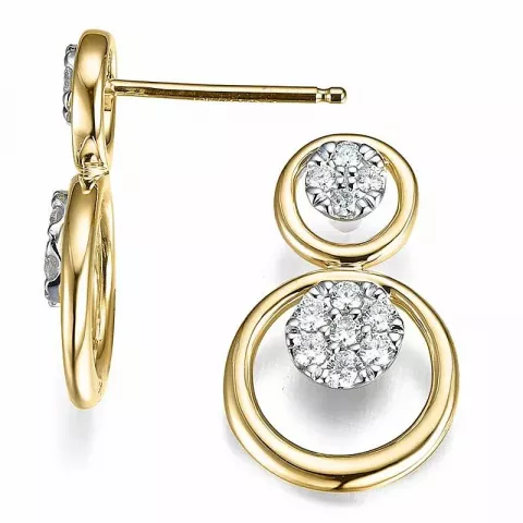 runde diamant øredobber i 14 karat gull og hvitt gull med diamant 