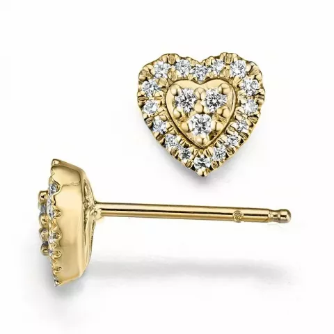 Hjerte diamantøredobb i 14 karat gull med diamanter 