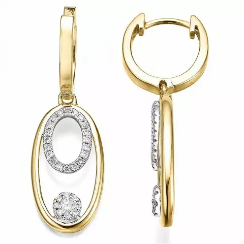 Ovale diamant øredobber i 14 karat gull og hvitt gull med diamanter 